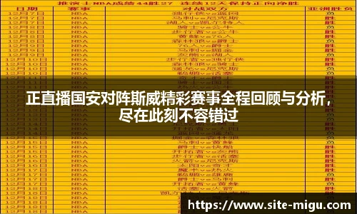 正直播国安对阵斯威精彩赛事全程回顾与分析，尽在此刻不容错过